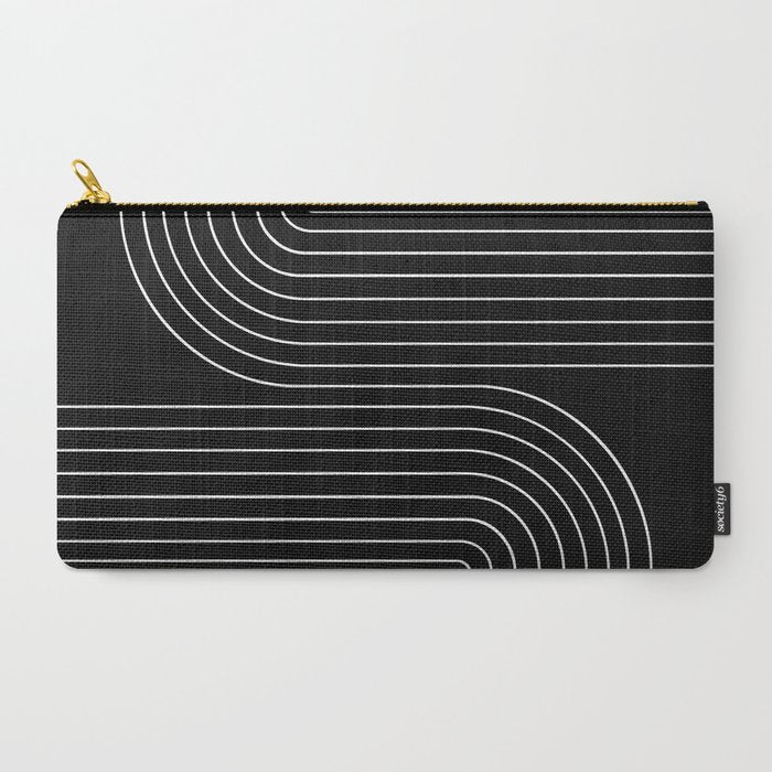 Minimal Line Curvature II Black and White Mid Century Modern Arch Abstract Carry All Pouch Gallery Image 2