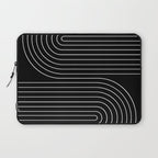 Minimal Line Curvature II Black and White Mid Century Modern Arch Abstract Laptop Sleeve Gallery Image 1