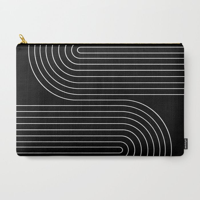 Minimal Line Curvature II Black and White Mid Century Modern Arch Abstract Carry All Pouch Gallery Image 3