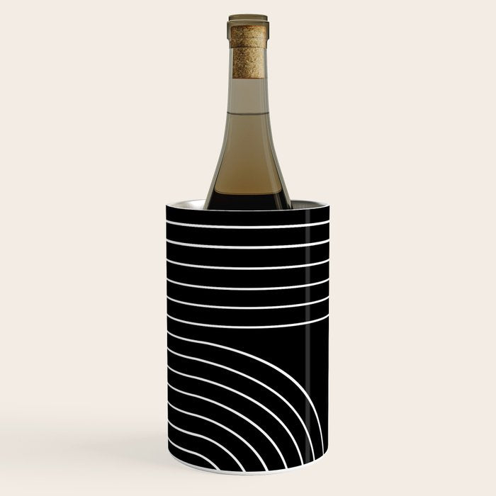 Minimal Line Curvature II Black and White Mid Century Modern Arch Abstract Wine Chiller Gallery Image 3