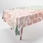 Festive, Abstract Floral Prints, Coral and Green Tablecloth Gallery Image 1
