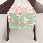 Festive, Abstract Floral Prints, Coral and Green Table Runner Gallery Image 1