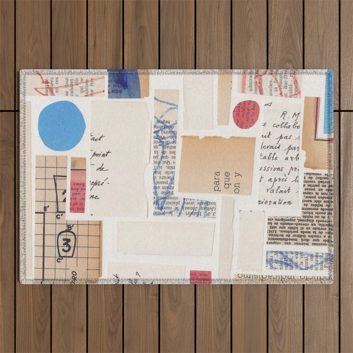 Abstract Mixed Media Collage #1 Outdoor Rug Gallery Image 1