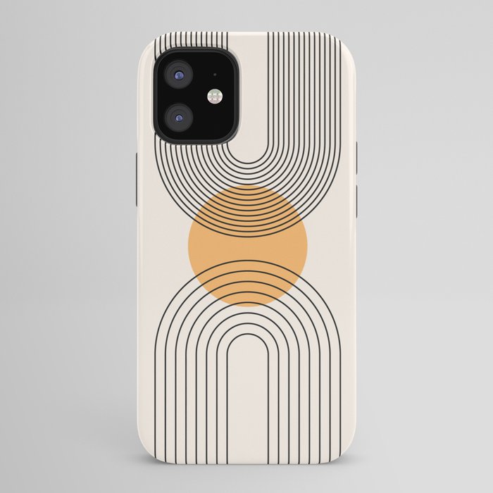 Geometric Lines in Black and Beige 29 (Rainbow and Sun Abstraction) iPhone Case Gallery Image 42