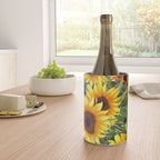 Festive, Sunflower, Yellow and Green on Navy Blue, Floral Prints Wine Chiller Gallery Image 4