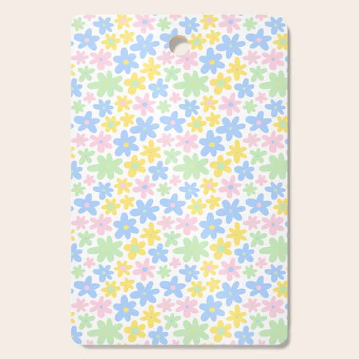 Colorful pastel flower art pattern Cutting Board Gallery Image 1