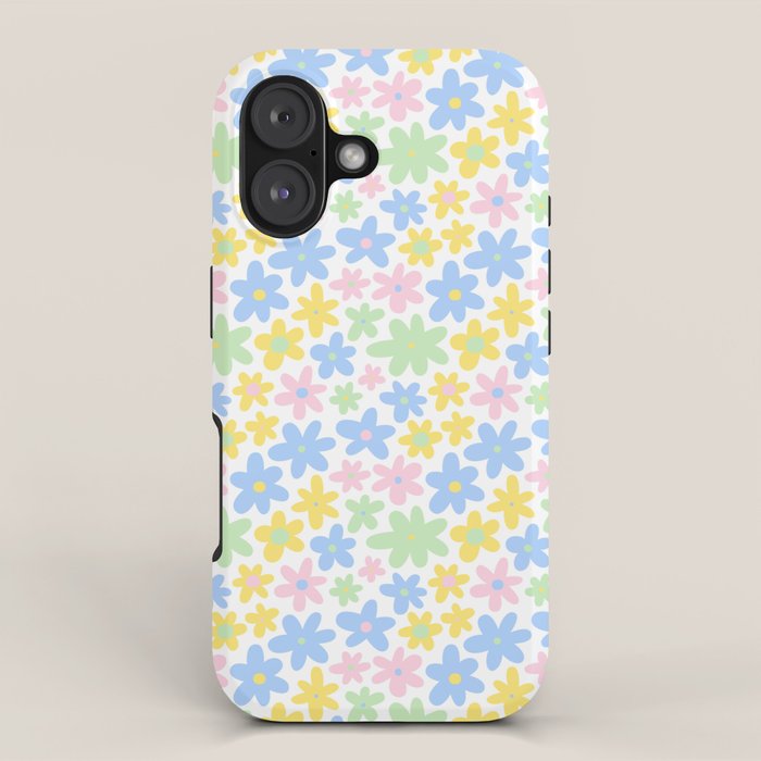 Colorful pastel flower art pattern iPhone Case Gallery Image 1