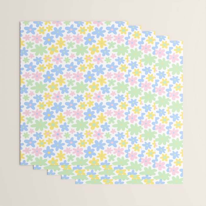 Colorful pastel flower art pattern Wrapping Paper Gallery Image 3