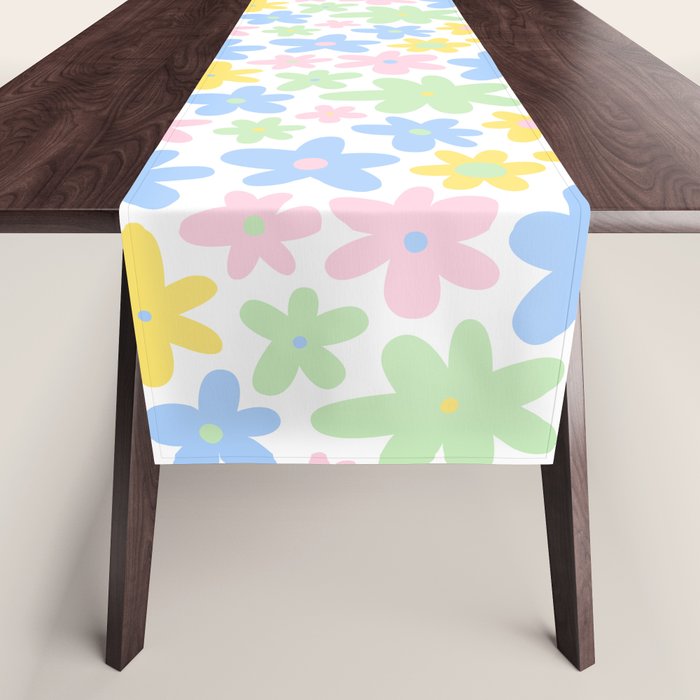Colorful pastel flower art pattern Table Runner Gallery Image 1