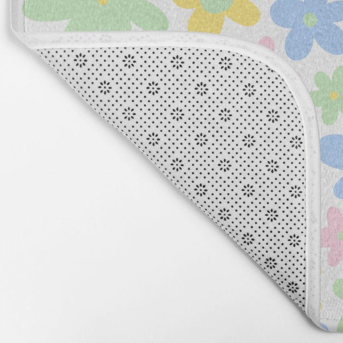 Colorful pastel flower art pattern Bath Mat Gallery Image 2