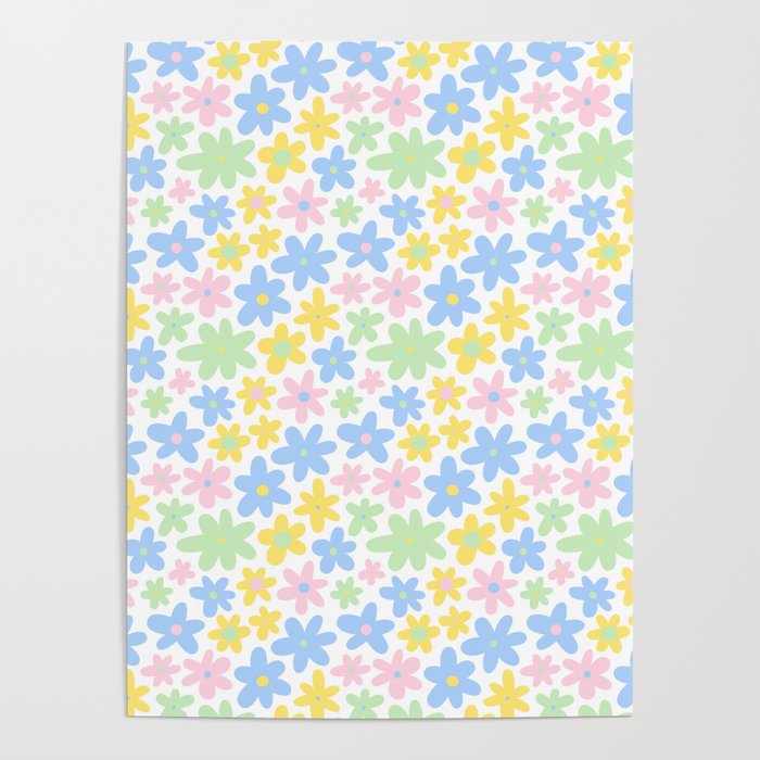 Colorful pastel flower art pattern Poster Gallery Image 4