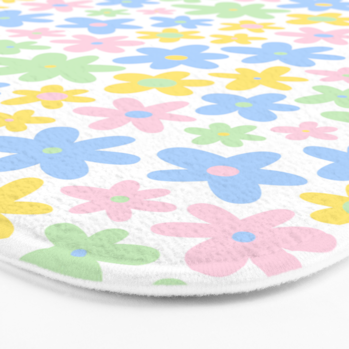 Colorful pastel flower art pattern Bath Mat Gallery Image 3