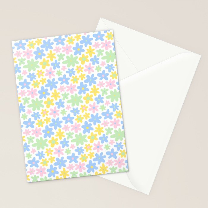 Colorful pastel flower art pattern Stationery Card Gallery Image 2