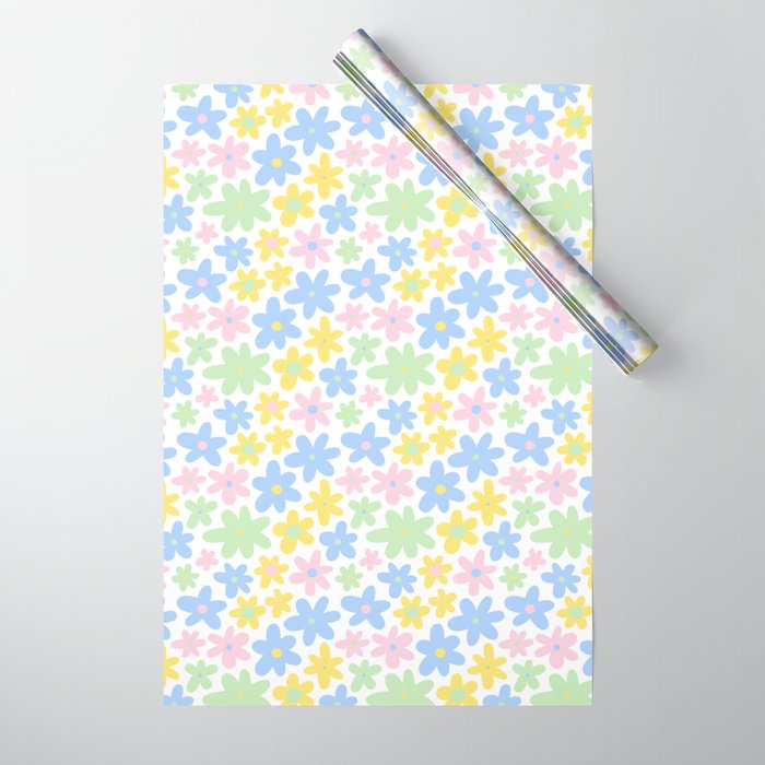 Colorful pastel flower art pattern Wrapping Paper Gallery Image 1