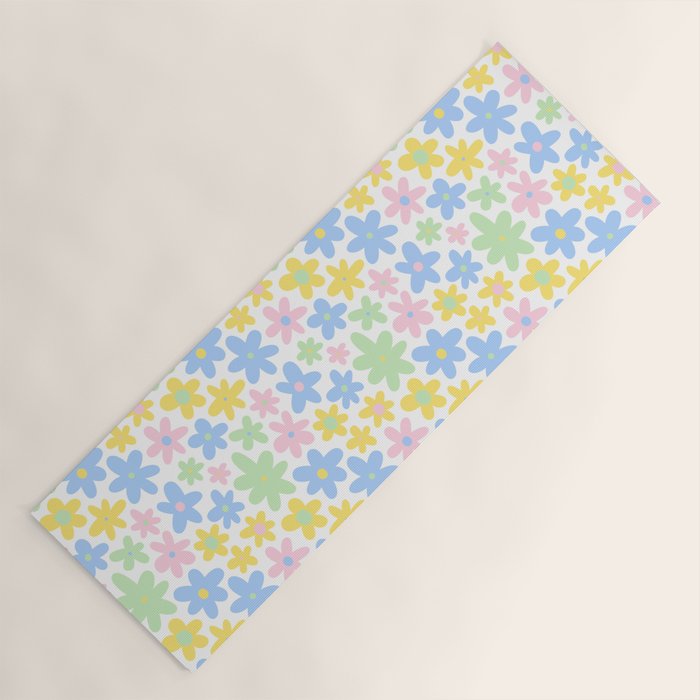 Colorful pastel flower art pattern Yoga Mat Gallery Image 1