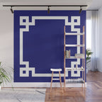 Midnight Blue and White Greek Key Border Wall Mural Gallery Image 1