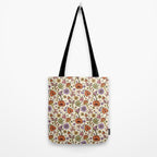 Whimsical Halloween Pattern Cute Pumpkins Mushrooms and Flowers in Pastel Autumn Colors Tote Bag Gallery Image 2