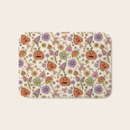Whimsical Halloween Pattern Cute Pumpkins Mushrooms and Flowers in Pastel Autumn Colors Bath Mat Gallery Image 1