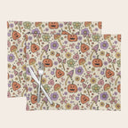 Whimsical Halloween Pattern Cute Pumpkins Mushrooms and Flowers in Pastel Autumn Colors Placemat Gallery Image 1