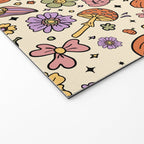 Whimsical Halloween Pattern Cute Pumpkins Mushrooms and Flowers in Pastel Autumn Colors Welcome Mat Gallery Image 2