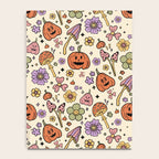 Whimsical Halloween Pattern Cute Pumpkins Mushrooms and Flowers in Pastel Autumn Colors Notebook Gallery Image 4