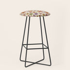 Whimsical Halloween Pattern Cute Pumpkins Mushrooms and Flowers in Pastel Autumn Colors Stool Gallery Image 1