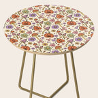 Whimsical Halloween Pattern Cute Pumpkins Mushrooms and Flowers in Pastel Autumn Colors Side Table Gallery Image 2