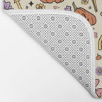 Whimsical Halloween Pattern Cute Pumpkins Mushrooms and Flowers in Pastel Autumn Colors Bath Mat Gallery Image 2