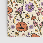 Whimsical Halloween Pattern Cute Pumpkins Mushrooms and Flowers in Pastel Autumn Colors Poster Gallery Image 3