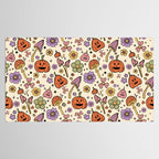 Whimsical Halloween Pattern Cute Pumpkins Mushrooms and Flowers in Pastel Autumn Colors Tablecloth Gallery Image 2