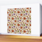 Whimsical Halloween Pattern Cute Pumpkins Mushrooms and Flowers in Pastel Autumn Colors Wall Mural Gallery Image 2