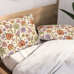 Whimsical Halloween Pattern Cute Pumpkins Mushrooms and Flowers in Pastel Autumn Colors Pillow Sham Gallery Image 2