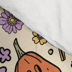Whimsical Halloween Pattern Cute Pumpkins Mushrooms and Flowers in Pastel Autumn Colors Comforter Gallery Image 4