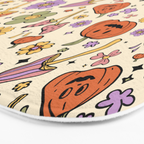 Whimsical Halloween Pattern Cute Pumpkins Mushrooms and Flowers in Pastel Autumn Colors Bath Mat Gallery Image 3