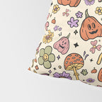 Whimsical Halloween Pattern Cute Pumpkins Mushrooms and Flowers in Pastel Autumn Colors Pillow Sham Gallery Image 4