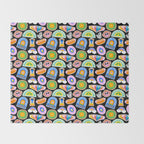 Retro cartoon label sticker pattern Throw Blanket Gallery Image 2