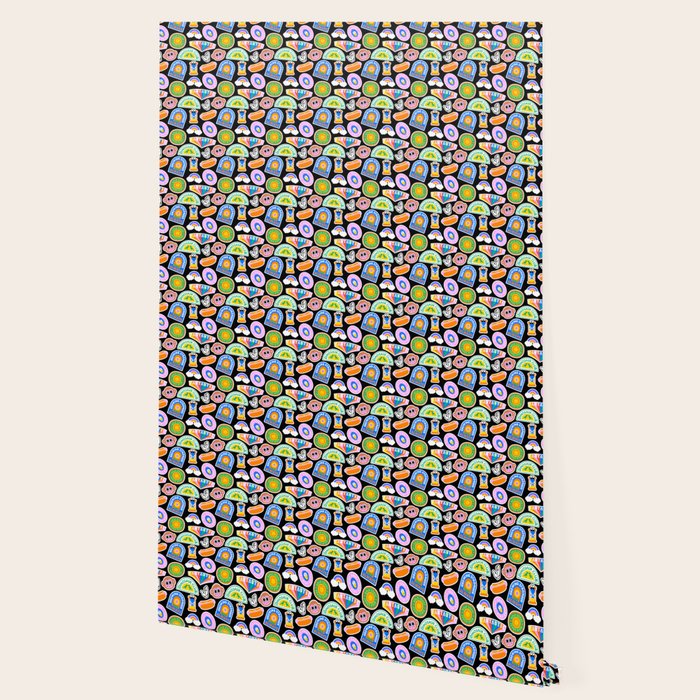 Retro cartoon label sticker pattern Wallpaper Gallery Image 2