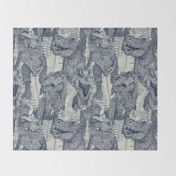 Tyrannosaurus rex indigo Throw Blanket Gallery Image 2