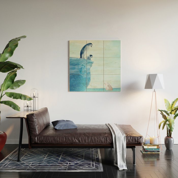 Penguins Wood Wall Art Gallery Image 2