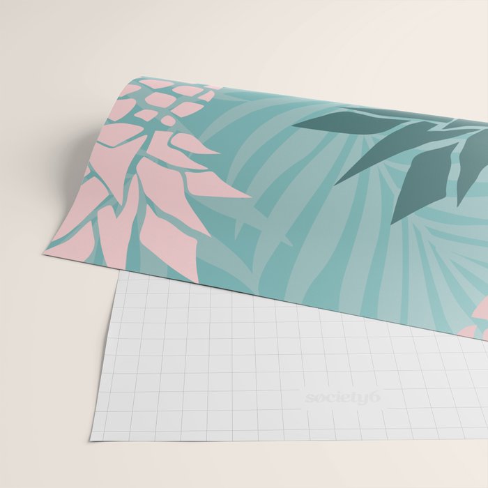 Summer, Pineapple Art, Pink, Turquoise, Teal Wrapping Paper Gallery Image 2