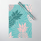 Summer, Pineapple Art, Pink, Turquoise, Teal Wrapping Paper Gallery Image 1