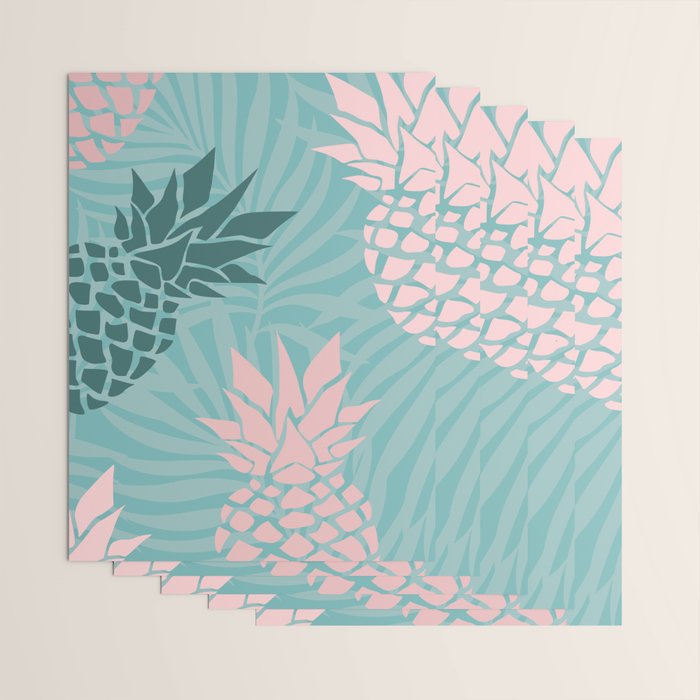 Summer, Pineapple Art, Pink, Turquoise, Teal Wrapping Paper Gallery Image 3