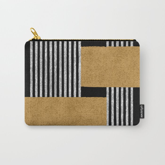 Stripes and Squares on Black Composition - Abstract Carry All Pouch Gallery Image 1