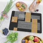 Stripes and Squares on Black Composition - Abstract Cutting Board Gallery Image 2