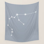 Aquarius Zodiac Star Constellation Line Art Blue Grey Wall Tapestry Gallery Image 4