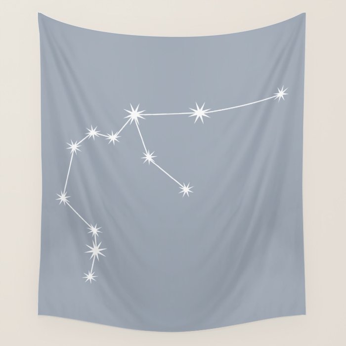 Aquarius Zodiac Star Constellation Line Art Blue Grey Wall Tapestry Gallery Image 4