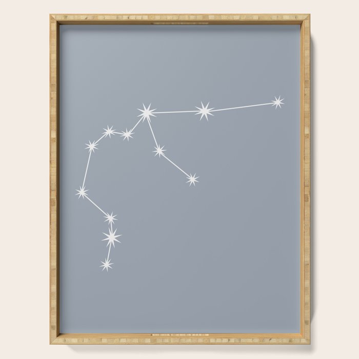 Aquarius Zodiac Star Constellation Line Art Blue Grey Serving Tray Gallery Image 1