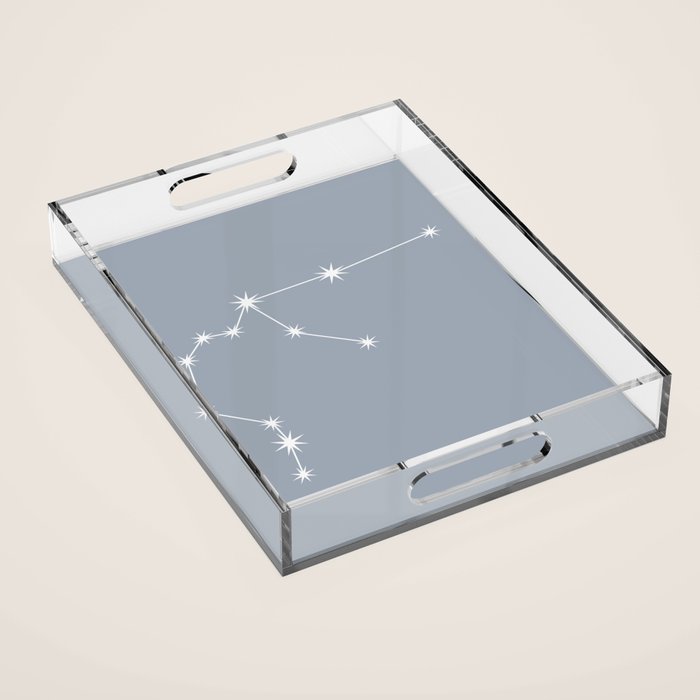 Aquarius Zodiac Star Constellation Line Art Blue Grey Acrylic Tray Gallery Image 1