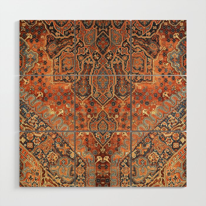 N198 - Vintage Heritage Traditional Golden Berber Moroccan Style Wood Wall Art Gallery Image 1