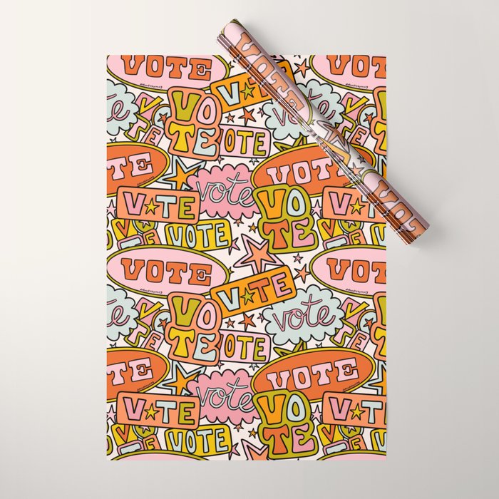 Vote Print in Rainbow Wrapping Paper Gallery Image 1